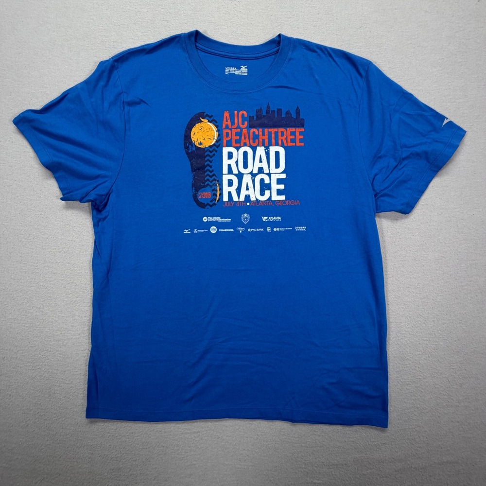 Mizuno Unisex T-Shirt Regular Blue 2016 Peachtree Road Race Graphic‎ XL